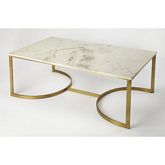 Corsini Coffee Table in White Marble & Gold Metal