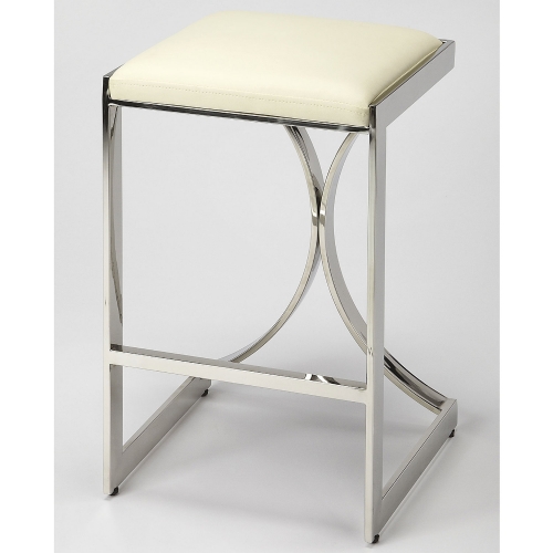 Natalya Counter Stool in Silver Iron & Ivory Leatherette