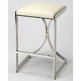 Natalya Counter Stool in Silver Iron & Ivory Leatherette