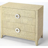 Amelle 4 Drawer Accent Chest in Cream Beige Raffia