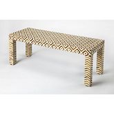 Crispin Bench in Merranti Wood with Bone Inlay