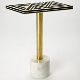 Draper Accent Table in Marble with Black Bone Inlay & Brass