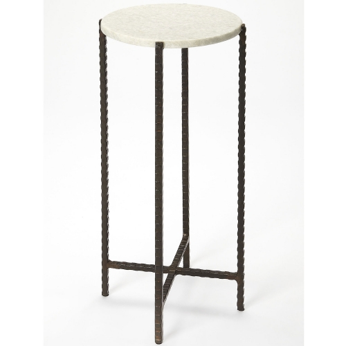 Nigella Round Accent Table in Marble & Iron