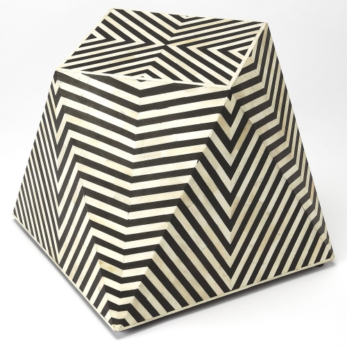 Zanzibar Accent Table in Ivory with Black Bone Inlay