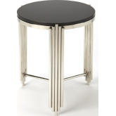 Khalifa End Table in Black Granite & Stainless Steel