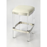 Jordan Counter Stool in Off White Leatherette, Metal & Acrylic