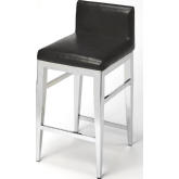 Kelsey Counter Stool in Black Leatherette & Stainless Steel