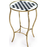 Judith Game Table in Antique Gold & Hand Painted Glass