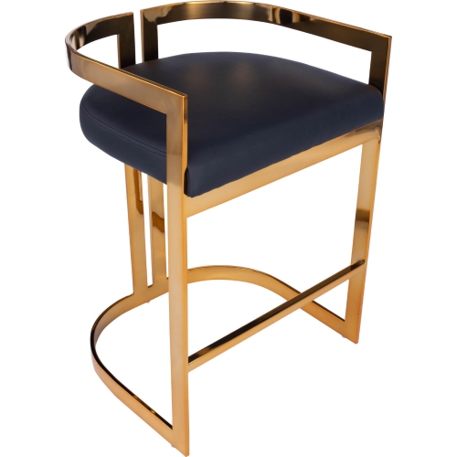 Clarence 25" Counter Stool in Black Leatherette & Gold Iron