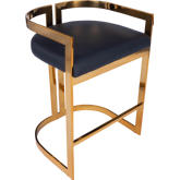 Clarence 25" Counter Stool in Black Leatherette & Gold Iron