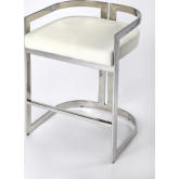 Clarence 25" Counter Stool in Silver & White Leatherette