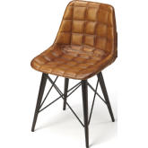 Patty Dining Chair in Brown Leather & Black Iron