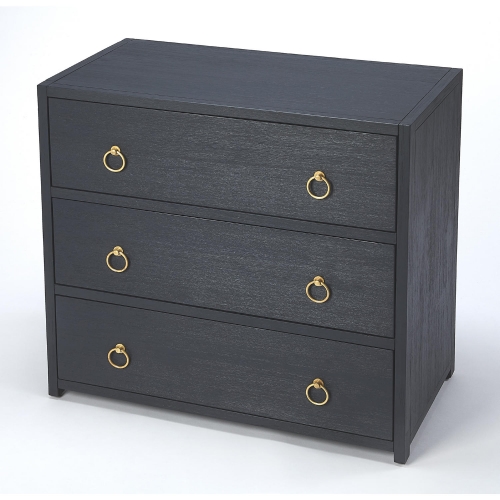 Lark 3 Drawer Chest in Navy Blue Finish Wood