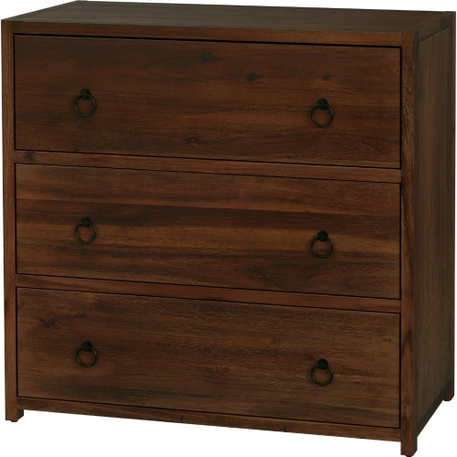 Lark 34" 3 Drawer Dresser in Distressed Walnut Brown Wood