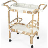 Selena Bar Cart in White Poly & Rattan