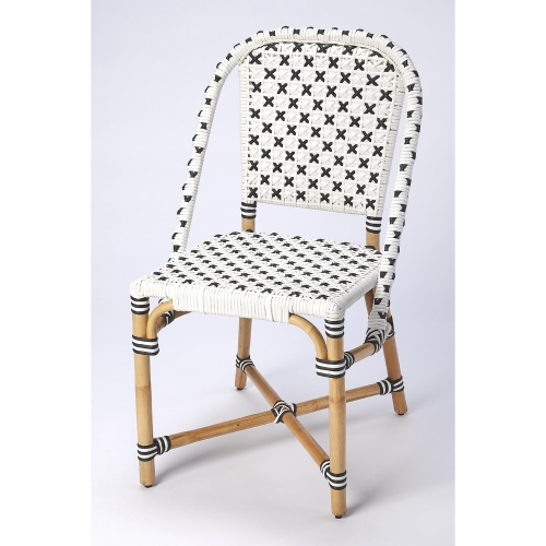 Tenor Dining Chair in White & Black Poly & Rattan