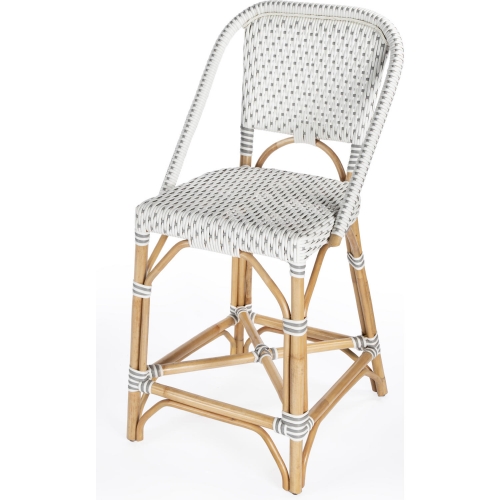 Solstice Counter Stool in White & Gray Poly & Rattan
