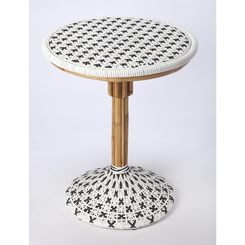 Tenor Bistro Table in White & Black Poly & Rattan