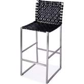 Urban 28" Bar Stool in Black Woven Leather & Silver Iron