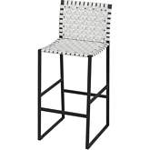 Urban 28" Bar Stool in White Woven Leather & Black Iron