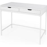 Belka 2 Drawer Desk in Gloss White Wood & Iron