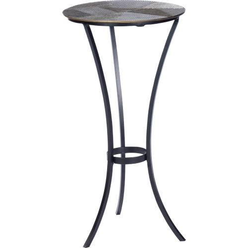 Gaston Round End Table in Aluminum & Black Iron
