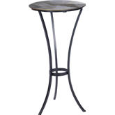 Gaston Round End Table in Aluminum & Black Iron