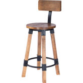 Masterson Counter Stool in Wood & Black Metal