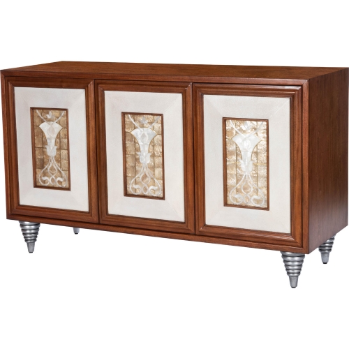 Shelly Sideboard in Wood, Leather & Capiz Shell Inlay