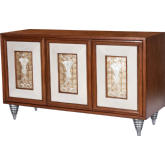 Shelly Sideboard in Wood, Leather & Capiz Shell Inlay