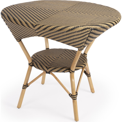 Ciel 36" Dining Table in Rattan with Beige & Black Diamond Poly