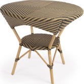 Ciel 36" Dining Table in Rattan with Beige & Black Diamond Poly