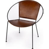 Milo Accent Chair in Brown Leather & Metal