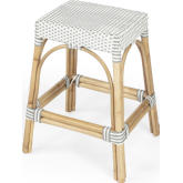 Robias Counter Stool in Gray & White Poly & Rattan