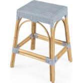 Robias Counter Stool in Twilight Blue Poly & Rattan