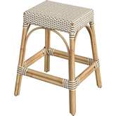 Tobias 24.5"H Counter Stool in Tan & Beige Poly & Rattan
