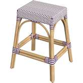 Tobias 24.5"H Counter Stool in White & Purple Poly & Rattan