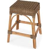 Robias 24.5" Counter Stool in Light Brown Mendong Grass & Natural Rattan