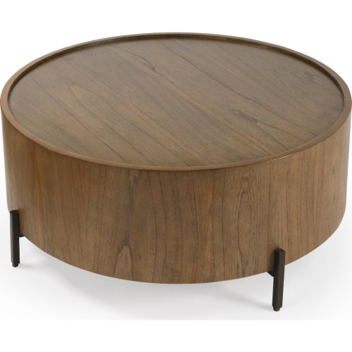 Tori Round Coffee Table in Mindi Wood & Black Metal