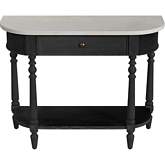 Danielle 40" 1 Drawer Console Table in Off White Marble & Washed Black Wood