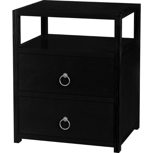Lark 21" 2 Drawer Nightstand w/ Shelf in Distressed Washed Black