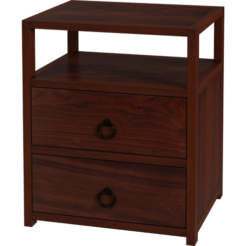 Lark 21" 2 Drawer Nightstand w/ Shelf in Distressed Brown
