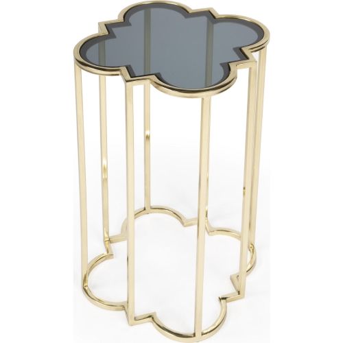 Auroria Accent Side Table in Antique Gold & Black Glass