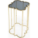 Auroria Accent Side Table in Antique Gold & Black Glass