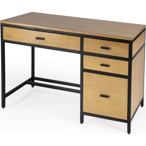 Hans Storage Desk in Wood & Black Iron