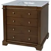 Hanson 36" Single Sink Bathroom Vanity Set in Marble & Walnut Finish Wood