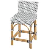 Serienna Low Back Counter Stool in Black & White PE Rattan & Natural Rattan