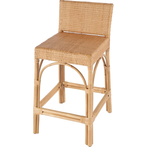 Serienna Low Back Counter Stool in Natural Rattan