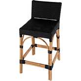Serienna Low Back Counter Stool in Black PE Rattan & Natural Rattan