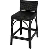 Serienna 24.5" Low-Back Counter Stool in Black PE Rattan & Black Rattan